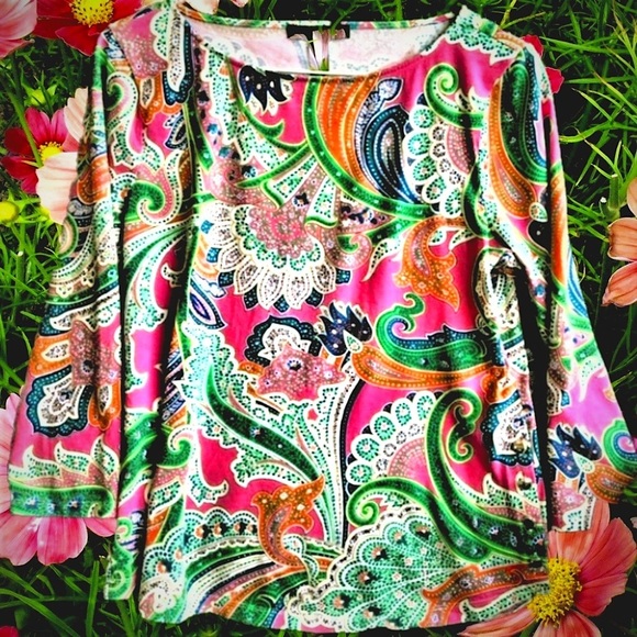 Vintage Ralph Lauren pink flower off shoulder top main image 1